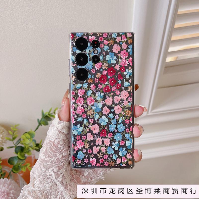Подходит для Samsung S25ultra Apple iphone17 цветочный ретро цветочный чехол для мобильного телефона A56 painted защитный чехол