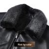 Futing Men's Top-Grain Leather Goose Down Jacket with Mink Fur Collar