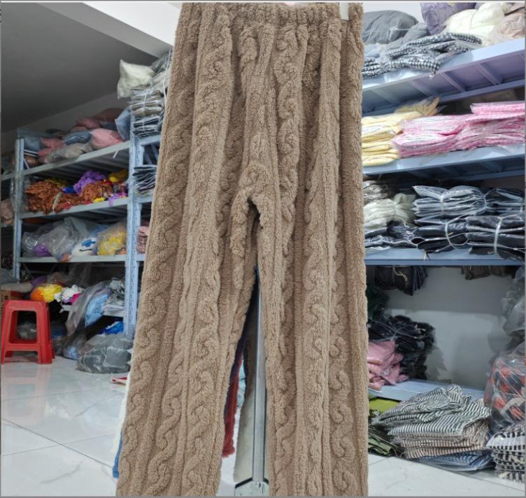 Women's Plus Size Coral Fleece Pajama Pants - Thick, Warm Flannel for Autumn/Winter