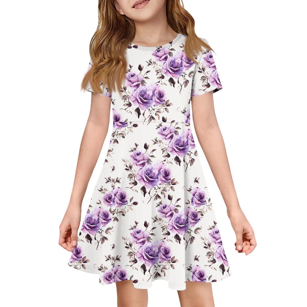 Девочка Летнее Платье Цвет & Принт Короткий Рукав Платье С Карманом Повседневное Платье Короткий Рукав Вечернее Платье Пасхальный День