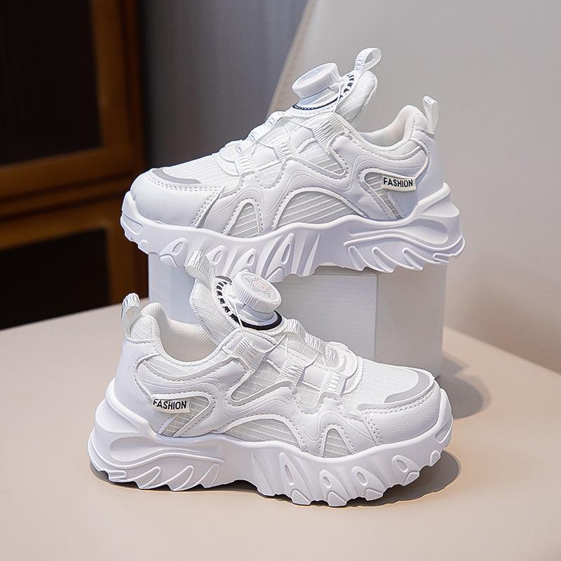 New Children's Sneaker Rotating Button Mesh Breathable Running Shoes