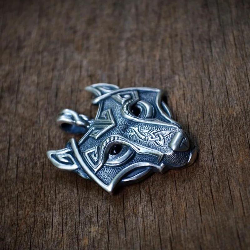 Винтажные украшения Тибетское серебро Подвеска в виде головы волка для мужчин Амулет Животное Викинг Ювелирные изделия Ожерелье Колар Хомбре Креативные подарки