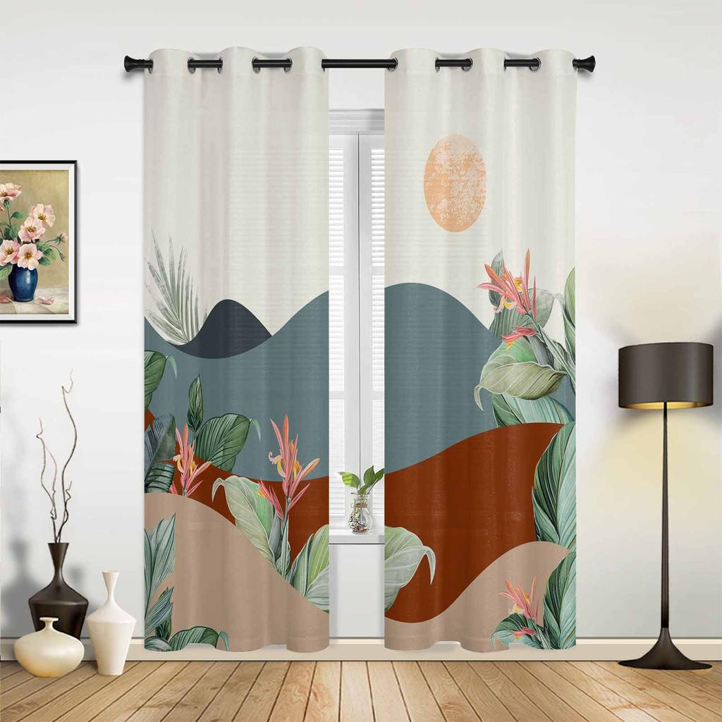 Geometric Abstract Oil Painting Sage Green Window Curtains for Living Room Luxury Bedroom Curtain Kitchen Blinds Drapes Curtains