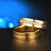 New AAA CZ Cubic Zirconia Love Wedding Band Ring 18K Gold Plated Couples Ring Stainless Steel