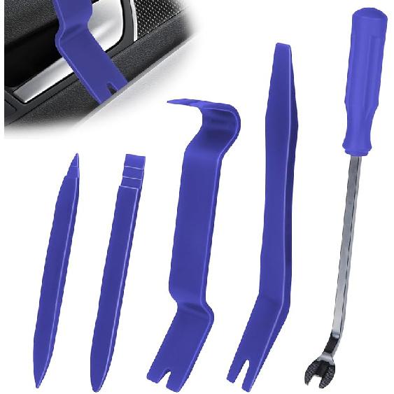 5PCS Auto Trim Removal Tool Kit, Car Accessories Clip Pry Tools Kit No Scratch Plastic, Car Door Panel Rivet Pliers Tool Kit, Interior Fastener