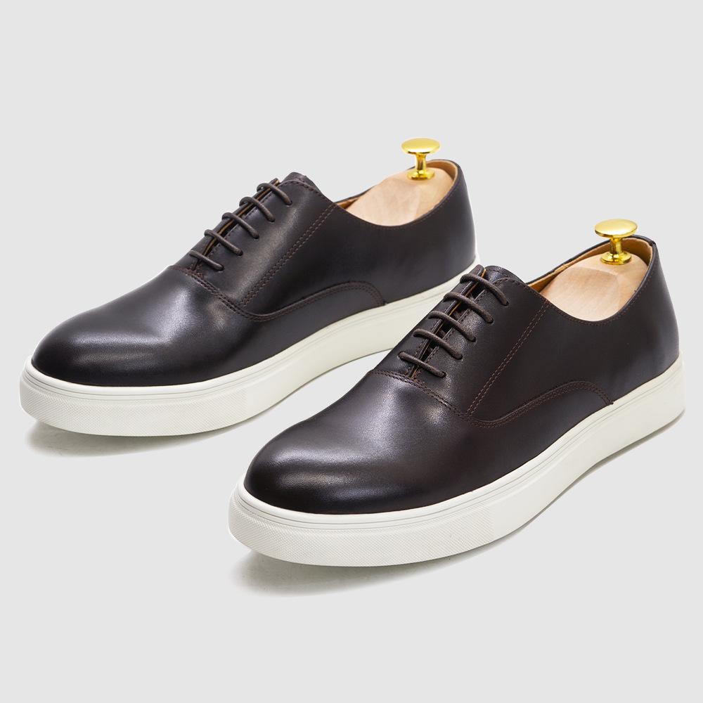Large Size Flat Baseplate Shoes Men'S Casual Leather Shoes Cowhide Lace-Up Versatile Fashion Men'S Shoes Casualshoes