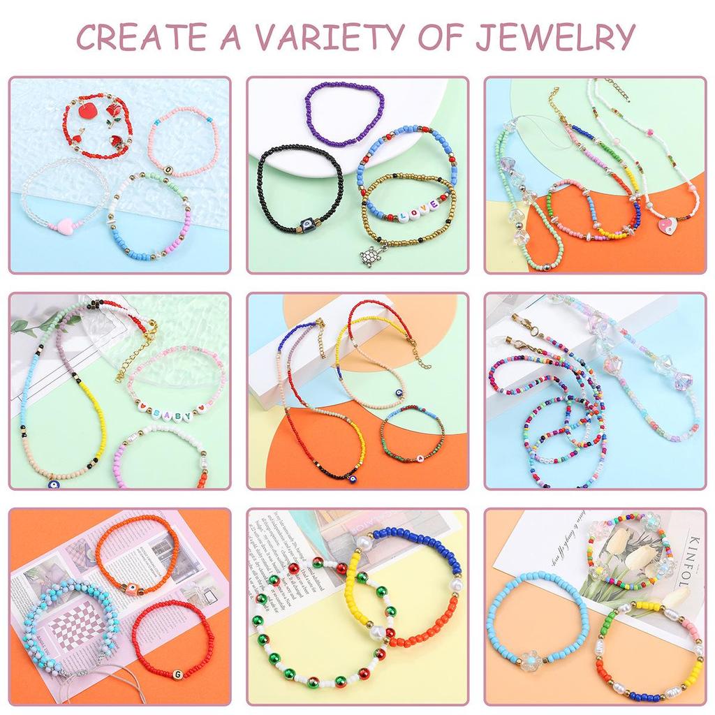 28-Compartment 3mm Seed & Letter Bead Set for DIY Handmade Beaded Bracelets and Necklaces