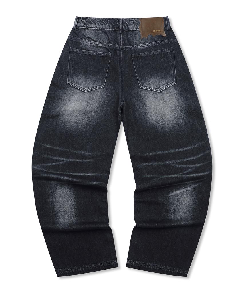 GLACK Gp110 Picture Punk Washed Denim Pants (Black)