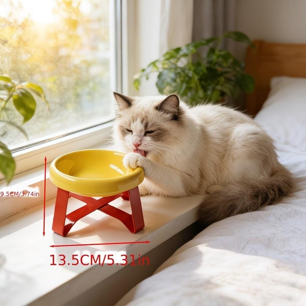Anti-spill Elevated Cat Bowl Large Diameter High Foot Bowl Fashion Pet Food Bowl Indoor Use