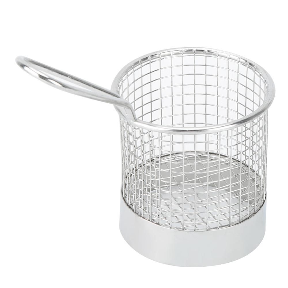 Stainless Steel French Fry Basket Round Shape Fries Holder Deep Fry Basket Coffee Shop