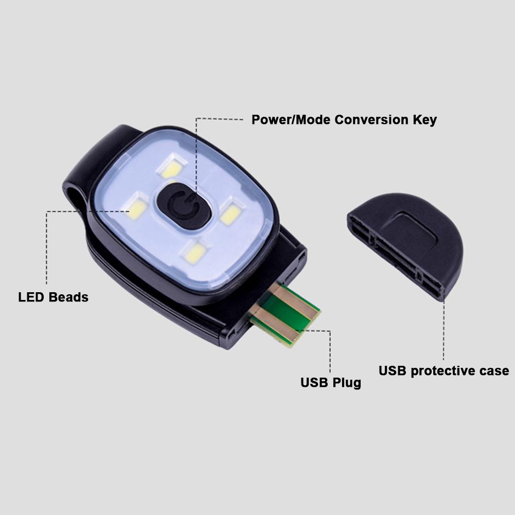 1-10 шт. Светодиодный фонарик-клипса 3 режима USB-перезаряжаемый Накладной на кепку шляпу Свет для ночного бега Предупреждающий световой сигнал Портативный налобный фонарь