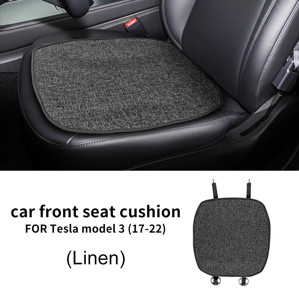 Подушка на сиденье автомобиля для Tesla Model Y/Model 3 2018 2019 2020 2021 2023 Льняные коврики на заднее сиденье Защитная накладка Противогрязевые аксессуары