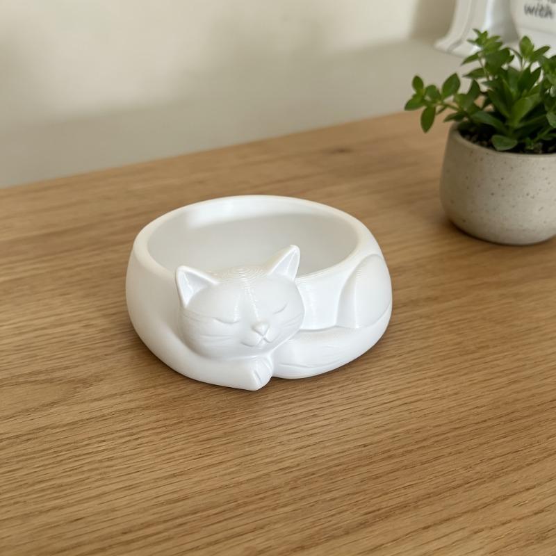 3D-печатная миска для спящего кота, милая декоративная миска в форме кошки для корма питомца, кашпо для суккулентов, хранение украшений, подарок для декора дома и сада, декор для дома