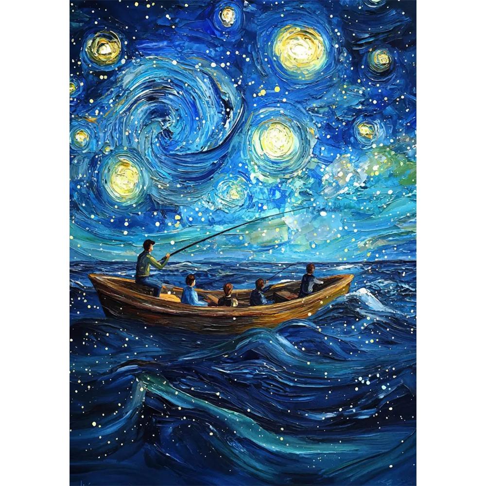 Алмазная живопись своими руками Винтажный абстрактный пейзаж Ван Гога Мозаичная вышивка Набор для вышивания крестиком Гостиная Домашнее искусство Настенный декор