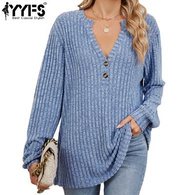 Женские модные повседневные весенне-осенние однотонные блузки и рубашки с v-образным вырезом и длинным рукавом с принтом