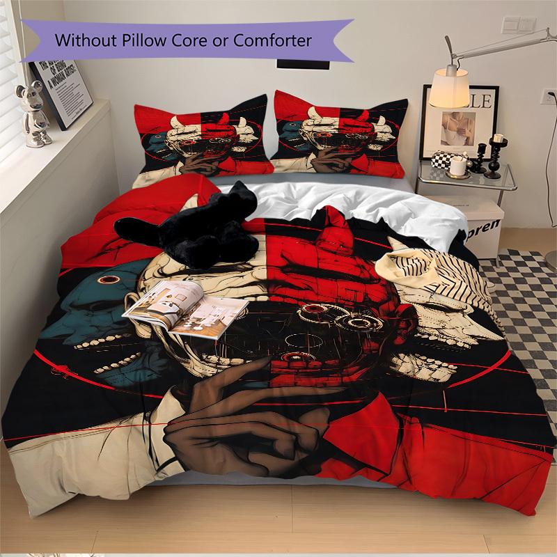3pcs bedding set Cyberpunk Mask Includes 1 Comforter + 2 Pillowcases, Without Pillow Inserts, Soft Comfortable,a0909084