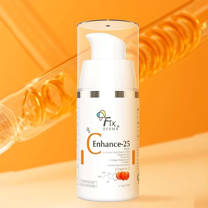 Fixderma Сыворотка с 25% витамином С 15 мл для лица, для сияющей и осветленной кожи, против старения, уменьшает мелкие морщины, морщины и пигментные пятна | Унисекс