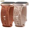 Apple Watch Ultra2 49MM 41/40/38 uchun gulli o'yma naqshli tasma, iWatch 10/9/8/7/6/5/4/3/SE uchun 46mm 45mm 44mm 42mm qulupnay gulli silikon bilaguzuk