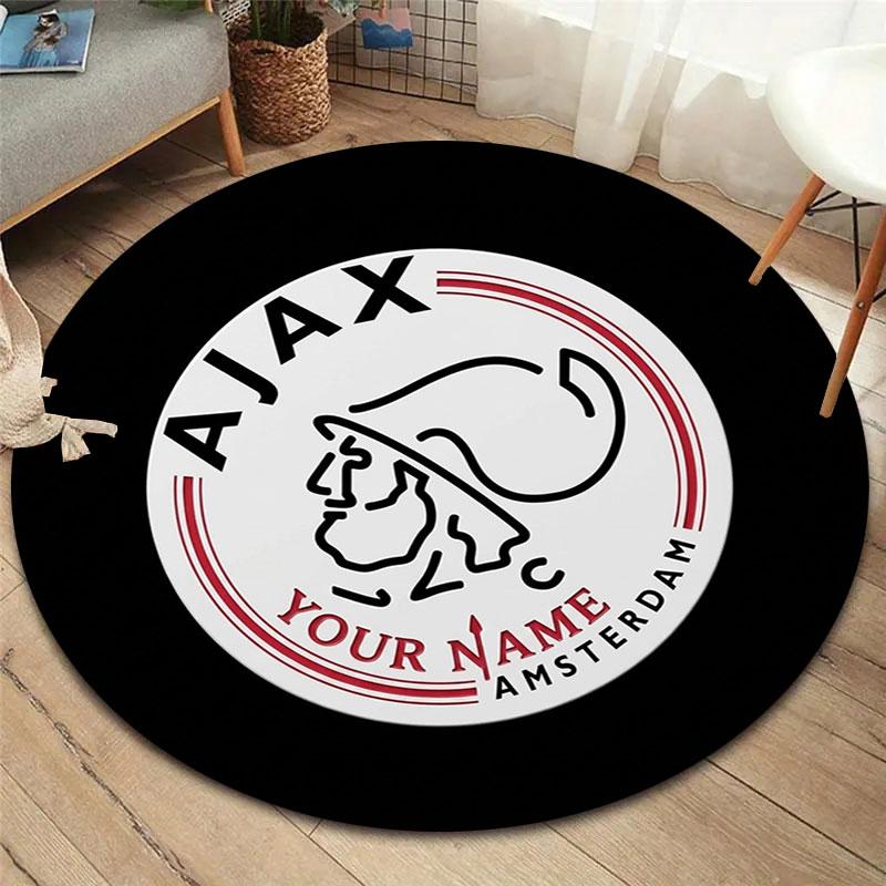 AFC Ajax Custom Name Round Area Rug,Carpet Rug for Living Room Bedroom Sofa Playroom Decor,Non-slip Floor Mat