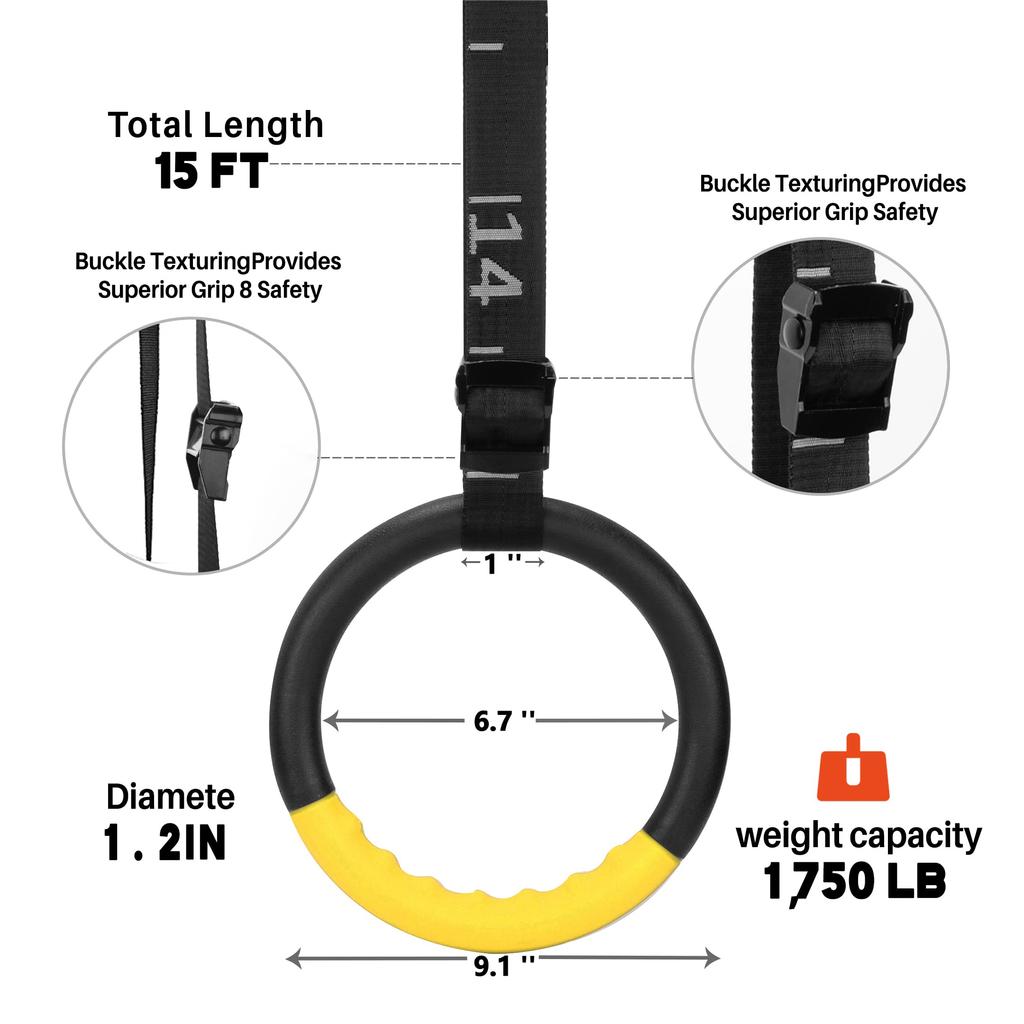 Кольцо для гимнастики Hikeen, 15 дюймов, регулируемое, подвесное, кольцо для гимнастики, кольцо для тренировок дома, подходит для силовых тренировок дома