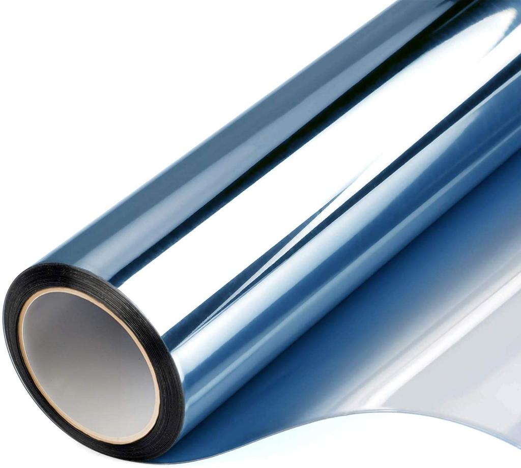 One Way Mirror Window Film Privacy Self-Adhesive Anti UV Heat Control Reflective Window Tint for Home Office Vinyl Silver