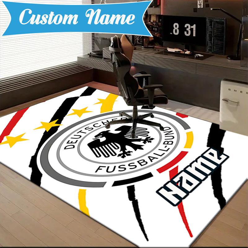 Custom Name German Football Crest Rug Game Carpet, Floor Mat for Bedroom Living Room Entryway Rug, Home Decor Idea Gift for Christmas birthday