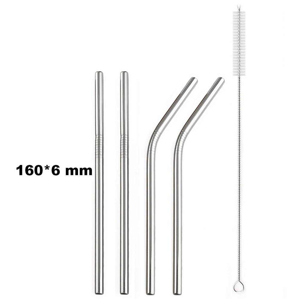 Металлическая золотая соломинка, 4 шт., с щеткой для чистки посуды, соломинка из нержавеющей стали 304, многоразовые соломинки для питья