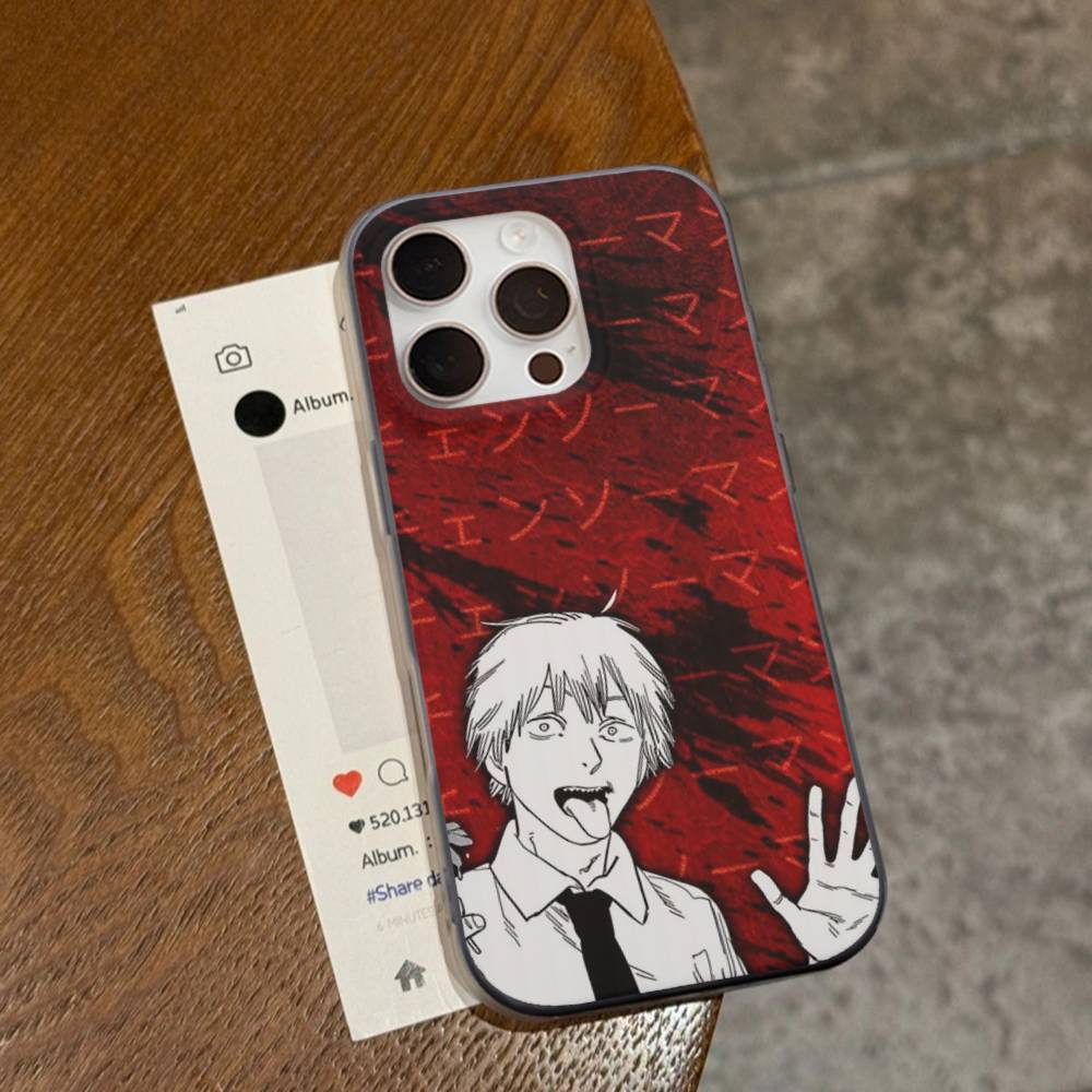 Чехол для телефона Denji Chainsaw Man из аниме для iPhone 16 15 17 Pro 11 12 13 14 Pro Max Plus Мягкая силиконовая крышка-оболочка с эффектом волн