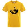 Men's T-shirt High-quality Moon Clean Printing Casual Cool Loose O-neck Men's T-shirt Hip-hop T-shirt