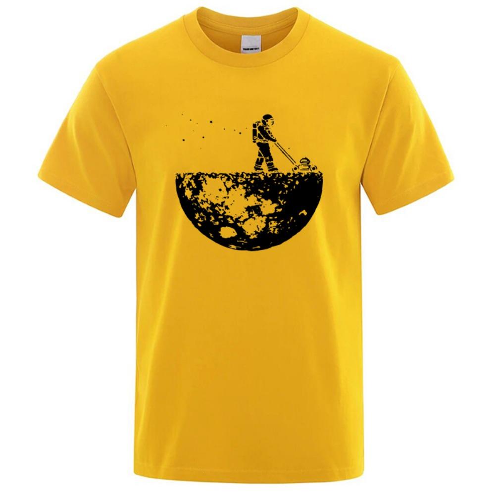 Men's T-shirt High-quality Moon Clean Printing Casual Cool Loose O-neck Men's T-shirt Hip-hop T-shirt