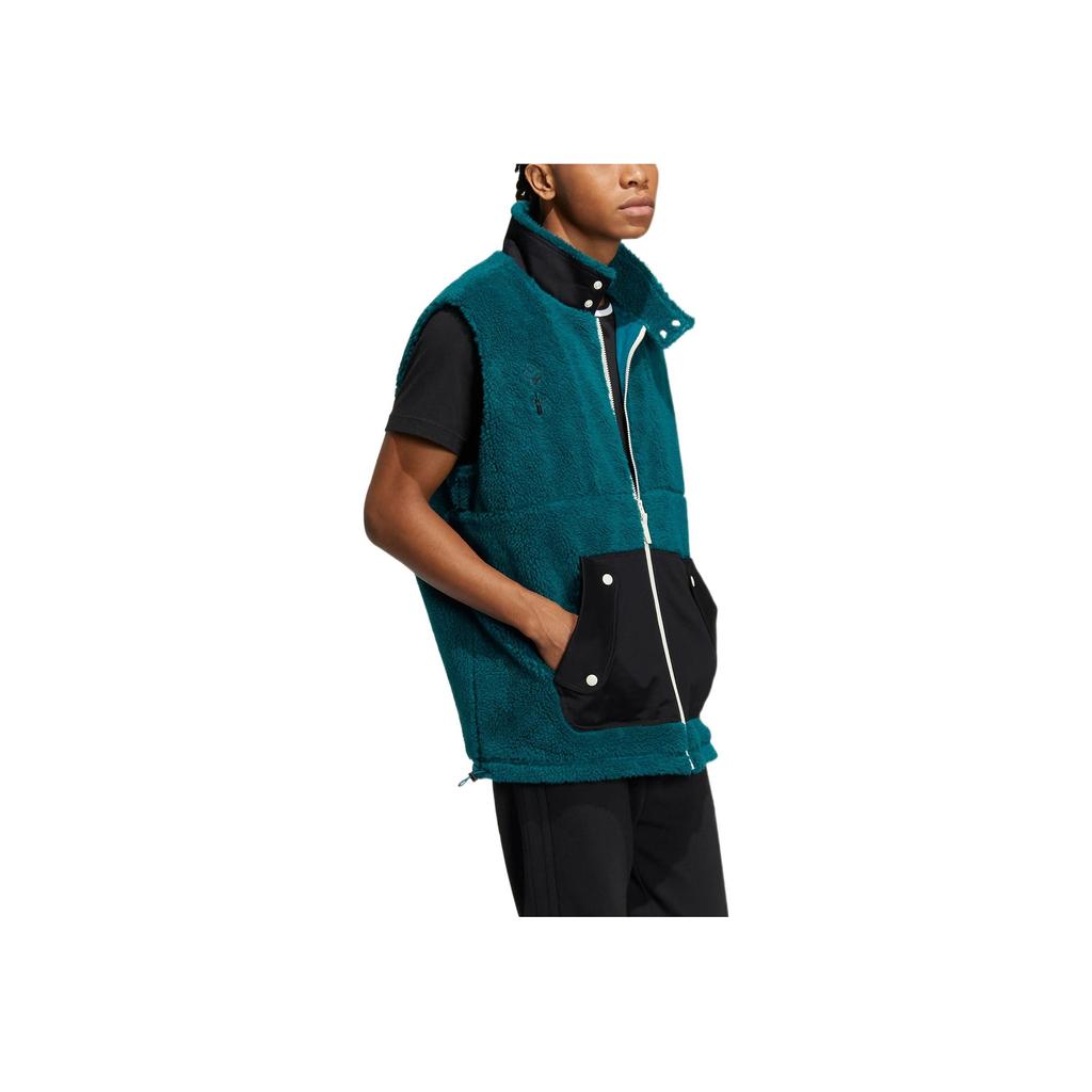 Adidas Neo Logo Print Zip-Up Stand Collar Sleeveless Vest Men Vests Blue HZ2435