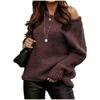 Autumn Women Casual Long Sleeve Sweaters Crew Neck Pure Color Soft Ribbed Knitted Oversized Loose Pullover