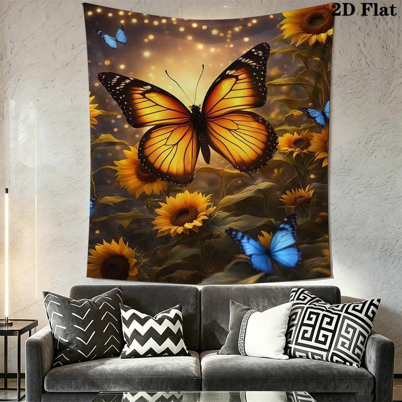 Sunflower and Butterfly Pattern Home Decor Tapestry, Wall Hanging, Decorative RV Wall Cloth.MGT0918517