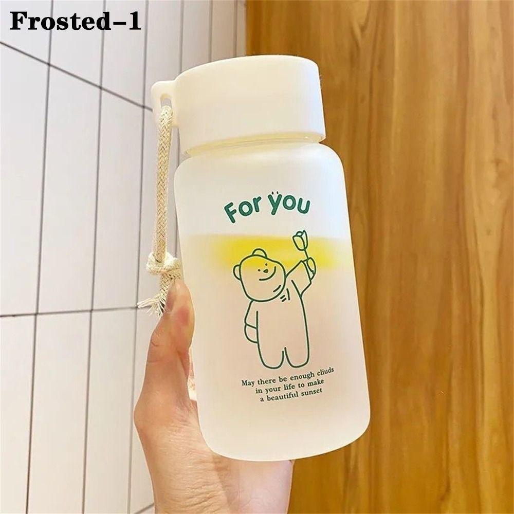 Простой Милый Медведь Уличный Стакан для Воды Прозрачная Матовая Бутылка для Воды