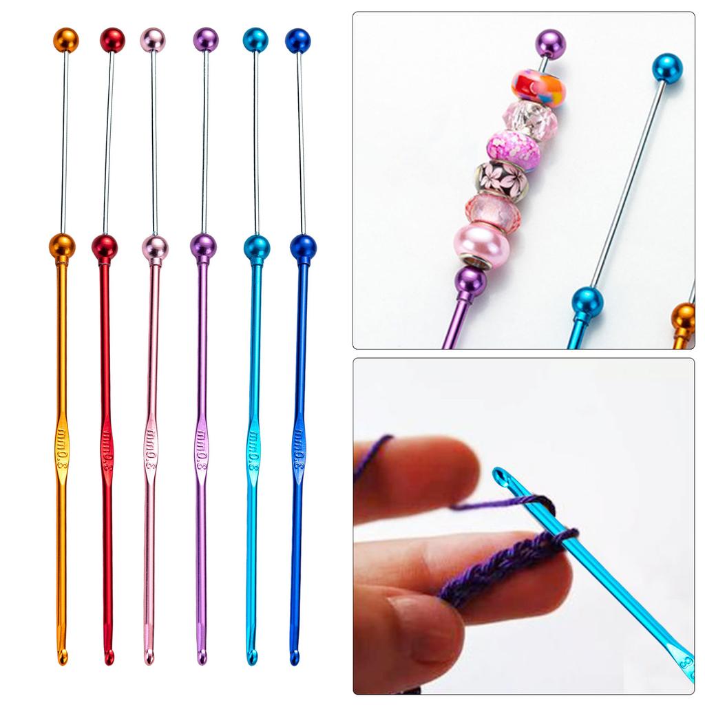 Beads Crochet Hook 3mm Crochet Needle Handmade Crochet Needle Practical Metal Knitting Needle for Craft Project