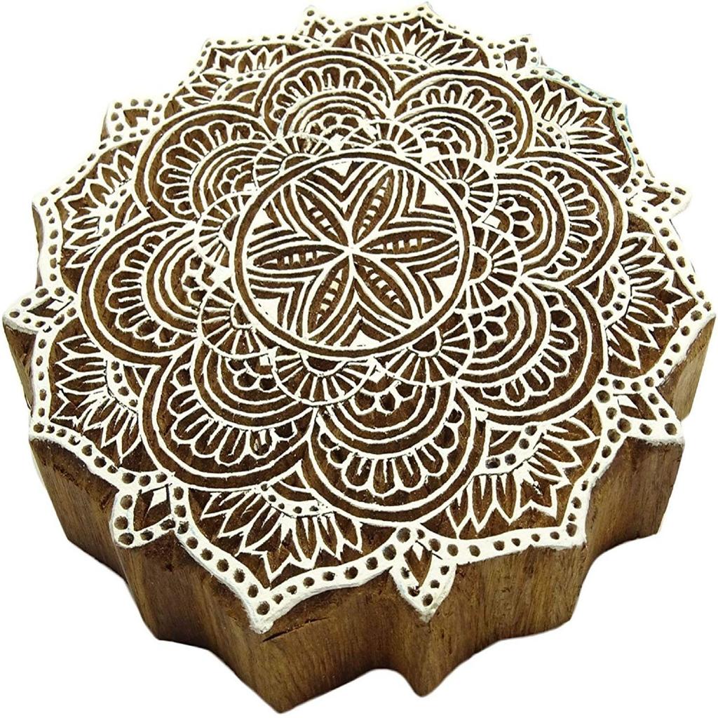 Ручной Резной Цветочный Узор Текстильной Древесины Штамп Печати Блоки Деревянный Блок