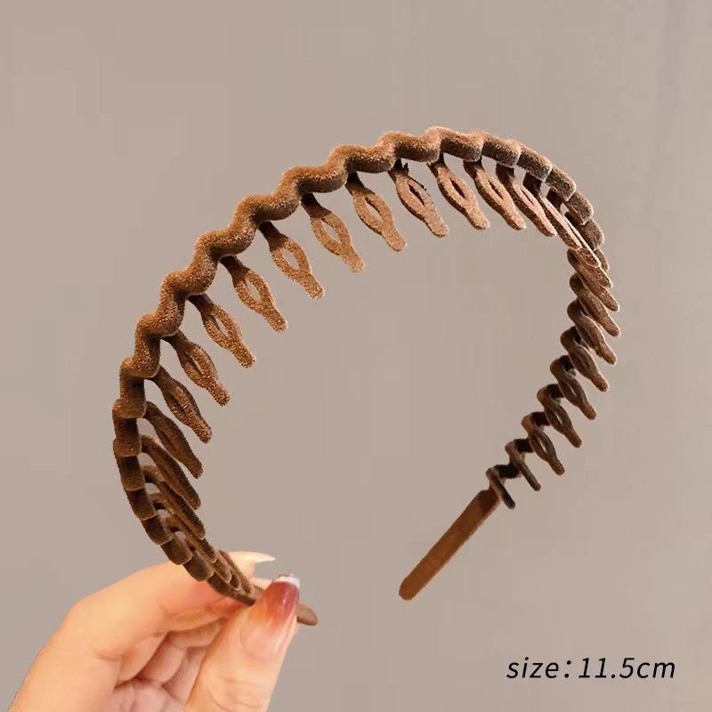 Простая флокированная повязка для волос, женская осенне-зимняя бархатная повязка на голову с шампунем, зубчатые противоскользящие заколки для волос, головной убор