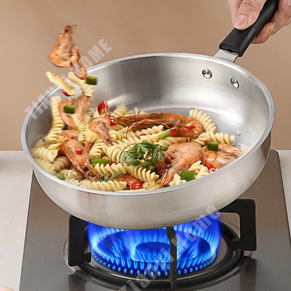 Сковорода Wok из нержавеющей стали с антипригарным покрытием, утолщенная, для дома, газовая плита, индукционная, универсальная, кастрюля, кухонная утварь