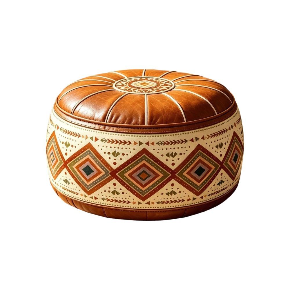 Unstuffed Round Footstool Cover Boho Style Storage Ottoman Clothes Storage Bag Living Room