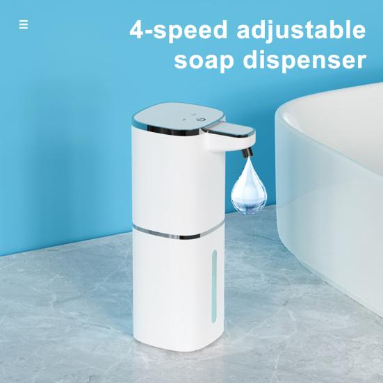Автоматический дозатор мыла Без касания Водонепроницаемый IPX5 USB-перезаряжаемый 4-уровневая регулировка объема Дозатор мыла с непрерывным потоком 10 секунд