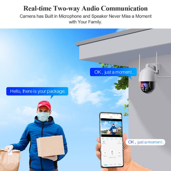 Techage H.265 Ultra HD 2K/4K Беспроводная IP-камера 4MP/8MP Наружная скоростная купольная PTZ-камера Красно-синяя световая сигнализация AI Обнаружен человек P2P