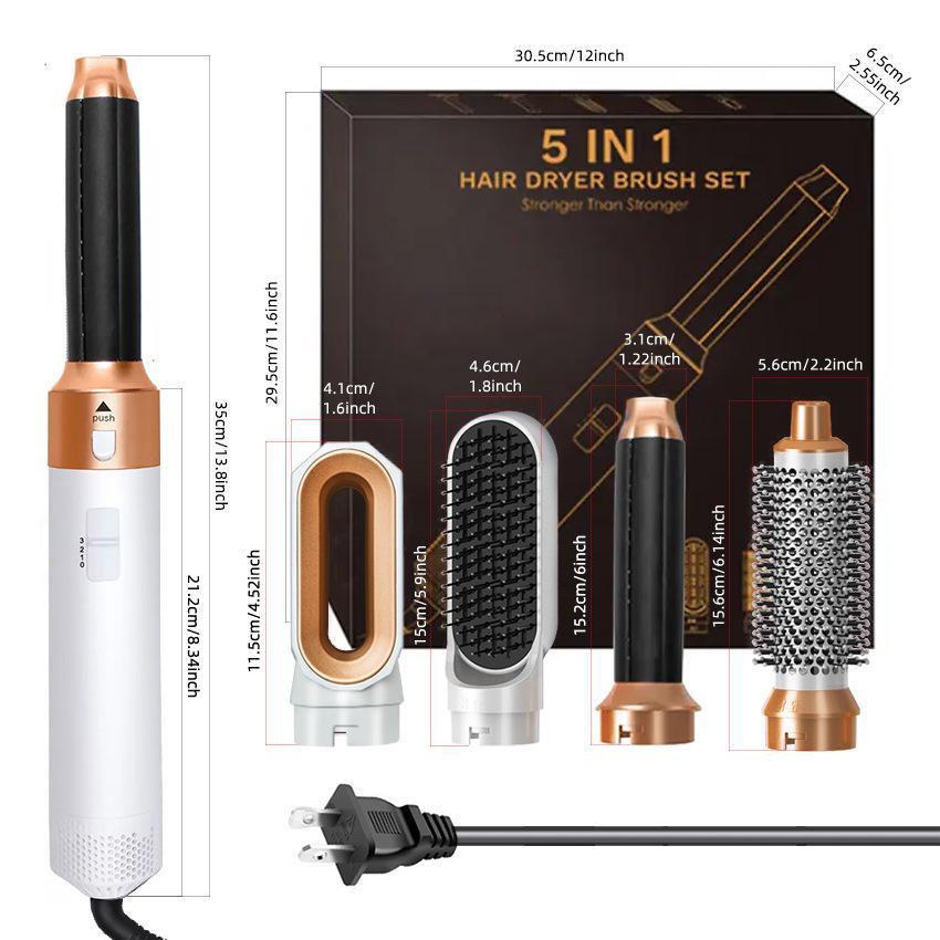 Расческа с горячим воздухом 5 в 1: Многофункциональный автоматический щипцы для завивки, выпрямитель и фен