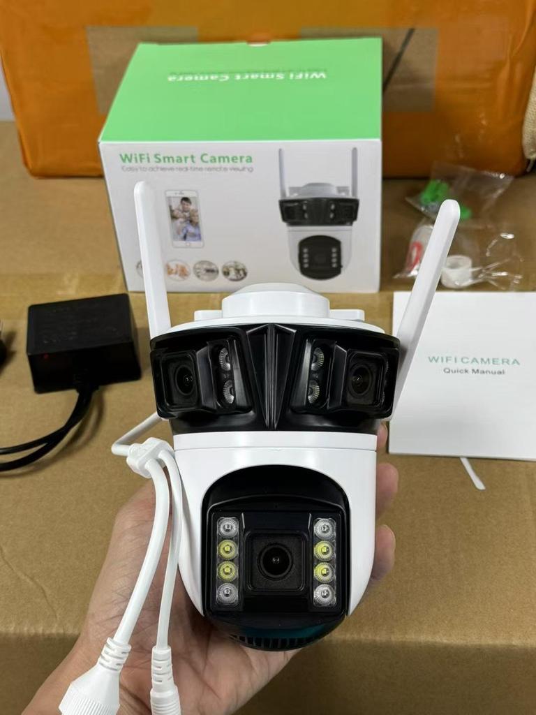 Q56 ICSEE Ultra HD Three-Lens Panoramic WiFi Outdoor Waterproof Camera