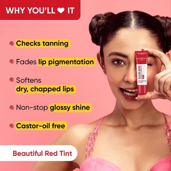 Dot & Key Strawberry Lip Balm (12gm) for Moisturization | Soft and Naturally Brightens Lips |Tinted Lip Balm with SPF 50 | Lip Balm for Women