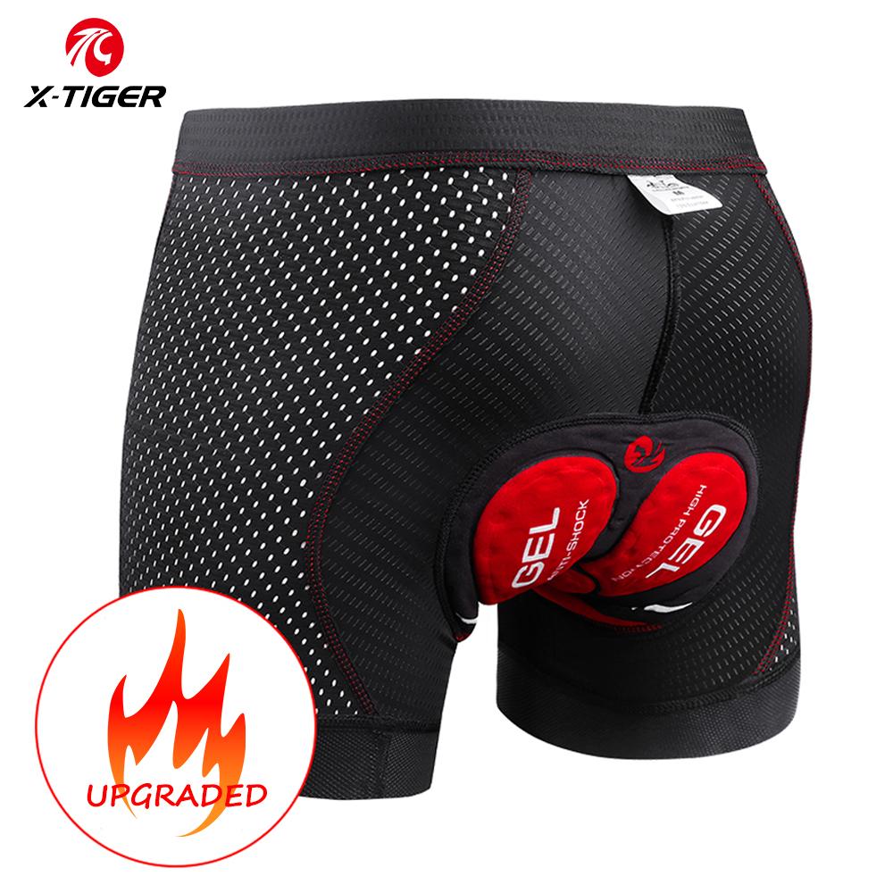 X-TIGER Men's Cycling Underwear Shorts 5D Padded Gel MTB Biking Shorts Anti-Slip Leg Grips Breathable Mesh Cycling Underwear
