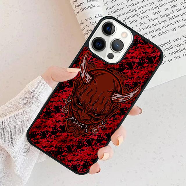 Oni Hannya Demon Mask Phone Case For iPhone 17 Air 15 16 Cover  11 13 14 Pro Max 12 Plus Max Fundas