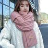 Korean Scarves For Women Men In Autumn And Winter Thickened Thermal Knitted Scarf Unisex Scarf Long Size Warmer Scarves Gifts