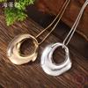 New Glossy Hollow Geometric Long Pendant, Irregular Round Long Necklace for Women's Fashion and High Sense
