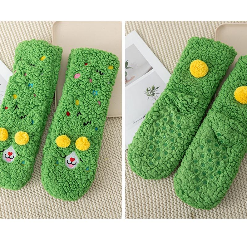 Носки из овчины для женщин, длиной до середины икры, милые домашние носки для осени и зимы, утолщенные и теплые, очень толстые носки для сна для домашнего использования