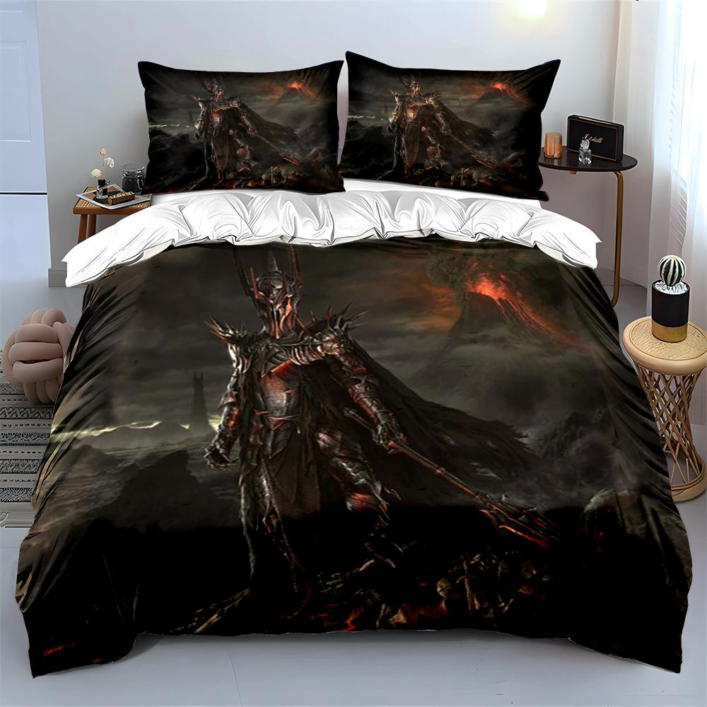 Dark Warrior Bedding Set with Fiery Scene Bedding set (1 duvet cover, 2 pillowcases, duvet not included)